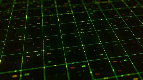 Details of an abstract computer code creation. Animaion. Lots of glowing numbers Stock Footage 142507006