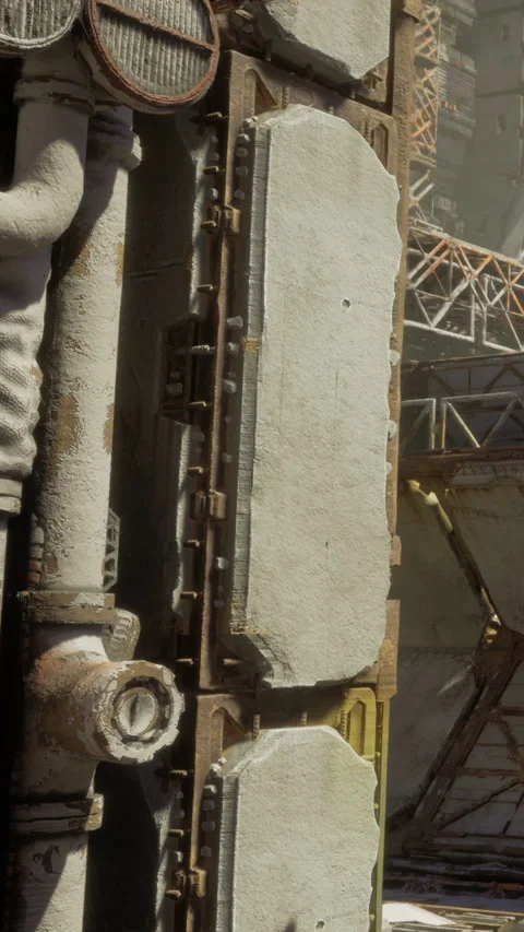 Details of a aged metallic structure in a construction area during daylight Stock Footage 332207722