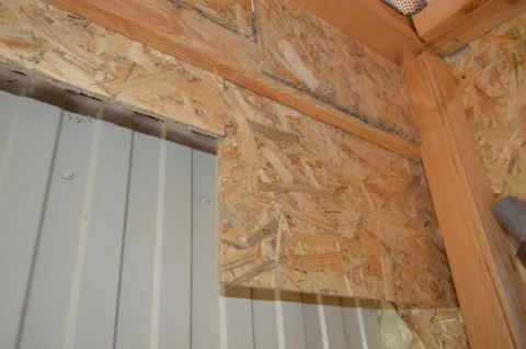 Details and elements of frame house construction Foto stock