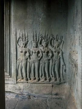 Details of the Angkor Wat temple complex in Cambodia at sunrise Foto stock