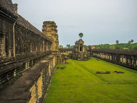 Details of the Angkor Wat temple complex in Cambodia at sunrise Stock Photos