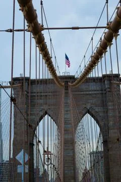 Details of the Brooklyn bridge Stock Photos