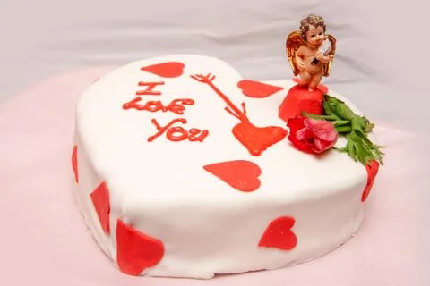 Details of a cake in shape of heart. Stock Photos