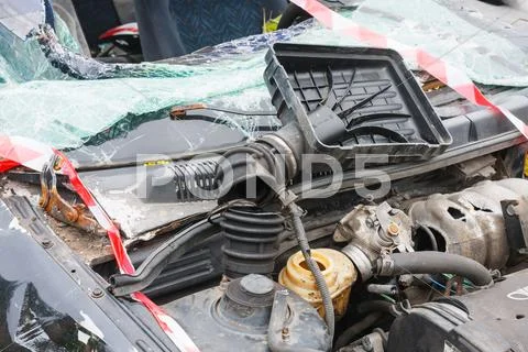 Details of a car an accident Stock Photos