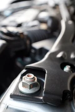 Details of car engine, front stabilizer bar Stock Photos