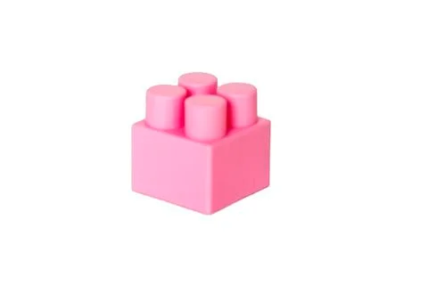 Details of a children's plastic constructor on a white background. colored cu Stock Photos