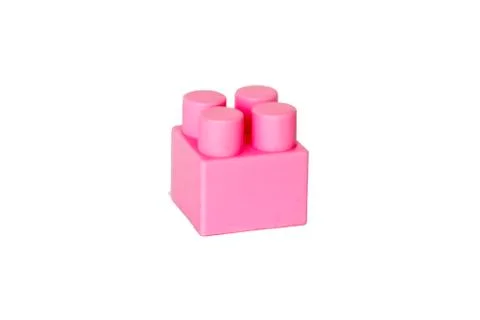 Details of a children's plastic constructor on a white background. colored cu Stock Photos