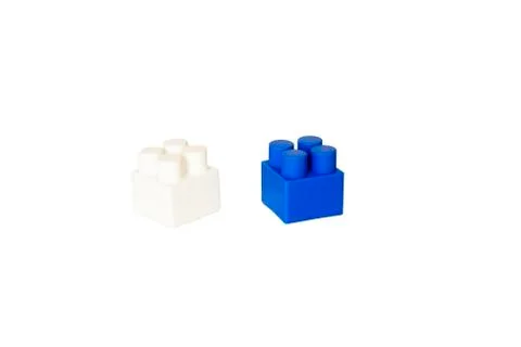 Details of a children's plastic constructor on a white background. colored cu Stock Photos