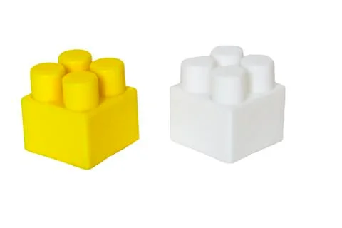 Details of a children's plastic constructor on a white background. colored cu Stock Photos