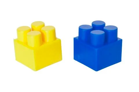 Details of a children's plastic constructor on a white background. colored cu Stock Photos