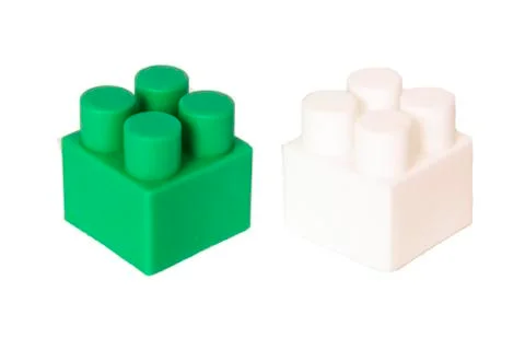 Details of a children's plastic constructor on a white background. colored cu Stock Photos
