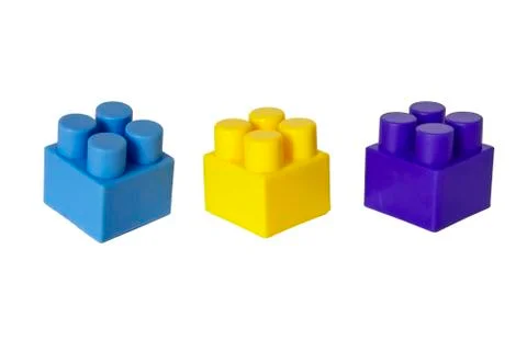 Details of a children's plastic constructor on a white background. colored cu Stock Photos