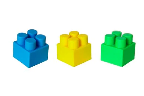 Details of a children's plastic constructor on a white background. colored cu Stock Photos
