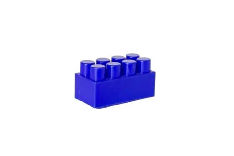 Details of a children's plastic constructor on a white background. colored cu Stock Photos