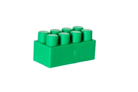 Details of a children's plastic constructor on a white background. colored cu Stock Photos