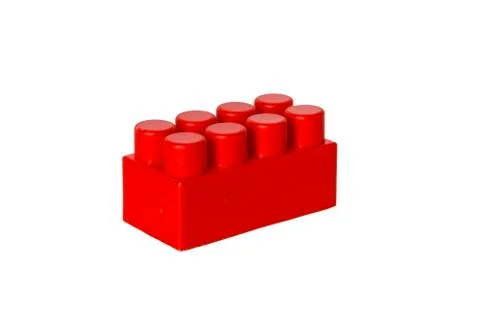 Details of a children's plastic constructor on a white background. colored cu 库存照片