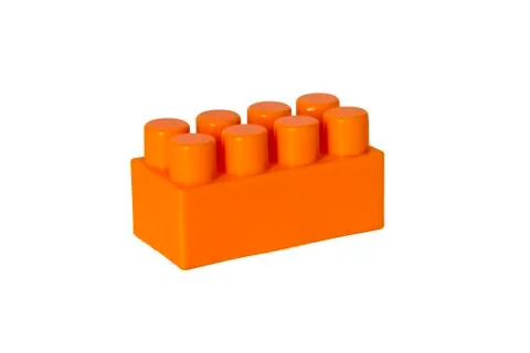 Details of a children's plastic constructor on a white background. colored cu Stock Photos