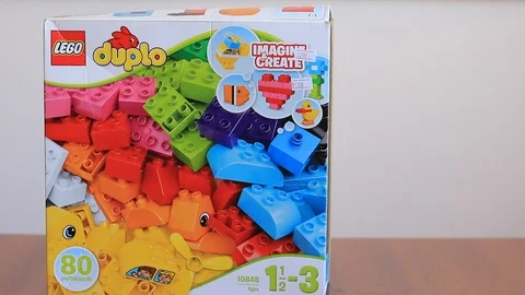 Details of the children's toy constructor get out of the box Video stock 126356987