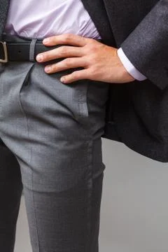 Details of classic clothes on a man close-up Stock Photos