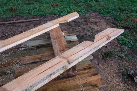 Details of the construction of the frame house, the elements of the frame - t Stock Photos