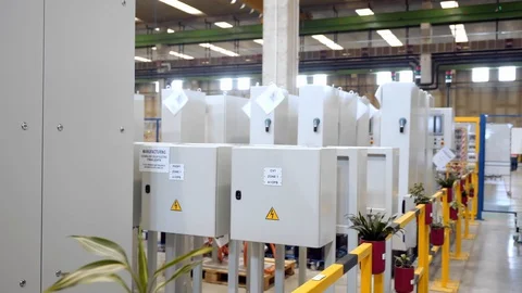 Details of Control Panel Automobile Factory Interior Slow Motion Details Stock Footage 128492420