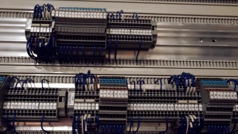 Details of Control Panel Electronic Circuit Factory Interior Slow Motion Details Vídeos de archivo 128492387