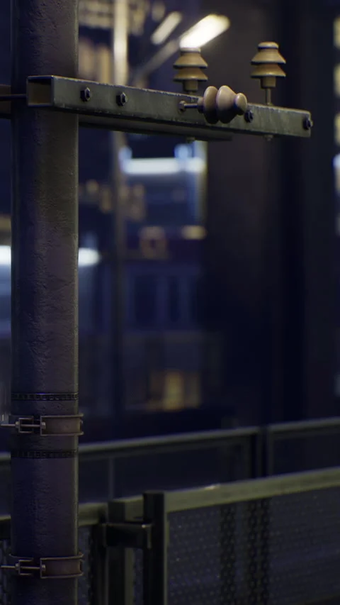 Details of a control panel with knobs seen in a modern urban setting at night Stock-Footage 334191375