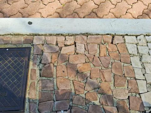 Details of different types of paving. Stock Photos