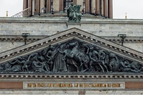 Details of the eastern facade of St. Isaac's Cathedral in St. Petersburg, bronze Stock Photos