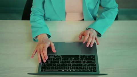 Details employee entering data on computer Stock Footage 234870686