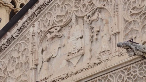 Details on the facade on the Cathedral in Palermo Stock Footage 88604127