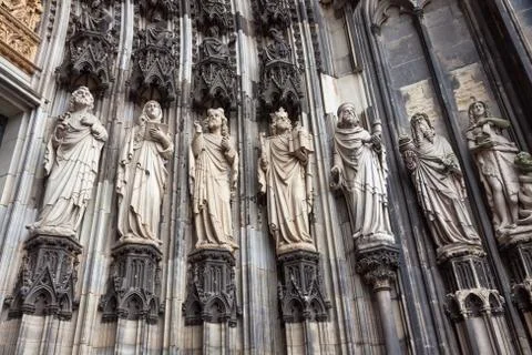 Details of facade of Cologne cathedral, Germany Stock Photos