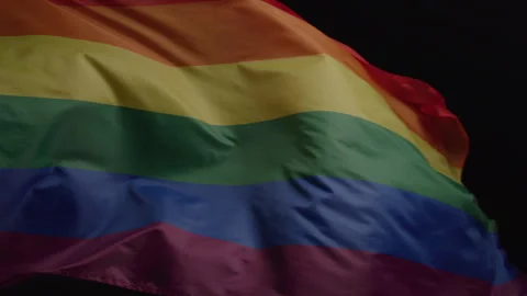 Details of Flowing Pride Flag in Studio Stock Footage 270314596