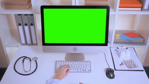 Details hands nurse entering data on laptop Stock Footage 117418278