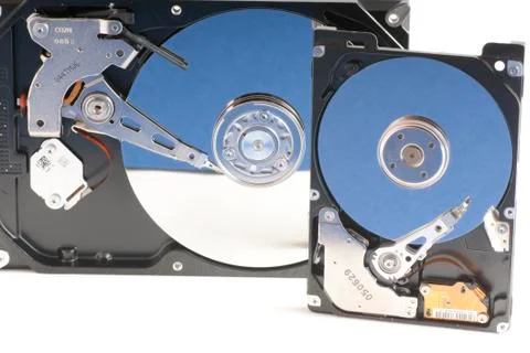 Details of hard disk drive open Stock Photos