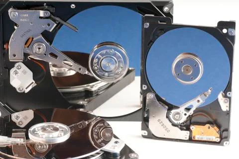 Details of hard disk drive open Stock Photos