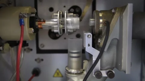 Details from a hollow cathode atomic aborption lamp used for chemical analysis o Stock Footage 216093322