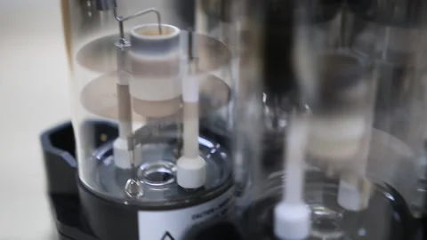 Details from a hollow cathode atomic aborption lamp used for chemical analysis o Video stock 216093481