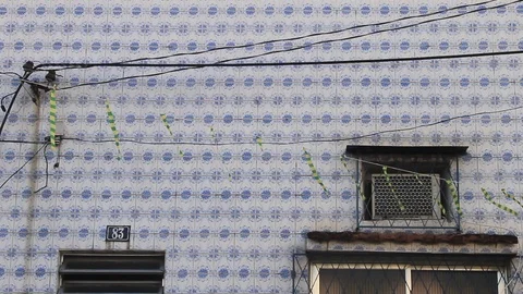 Details from a house facade in Morro da Conceição, Rio de Janeiro Stock Footage 91498044