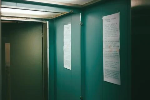 Details of the interior of the elevator Stock Photos