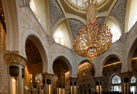 Details of Interior to Sheikh Zayed Mosque, Abu-Dhabi, UAE Stock Photos