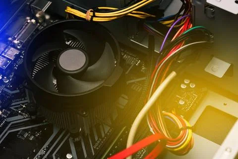 Details of a laptop computer. Computer circuit board and processor cooling... 写真素材