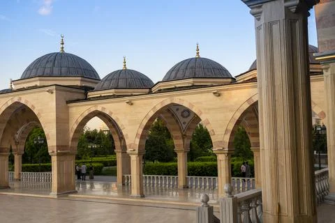 Details The main mosque of the Chechen Republic is the Heart of Chechnya Stock Photos
