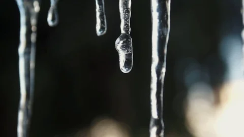 Details of melting ice stalactite Stock Footage 70690162