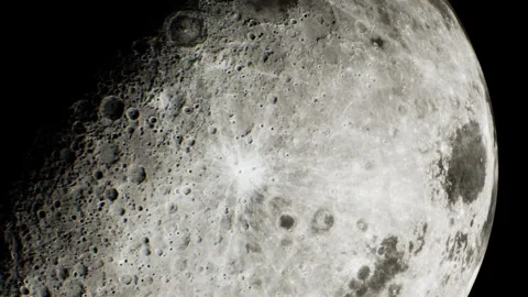 Details of the moon captured from Earth with clear features visible Stock Footage 343512262