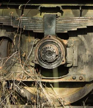 Details with old and rusty train wheels. Stock Photos