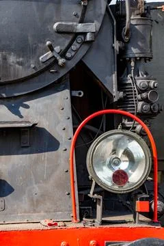 Details of an old rusty steam train head lamp Stock Photos