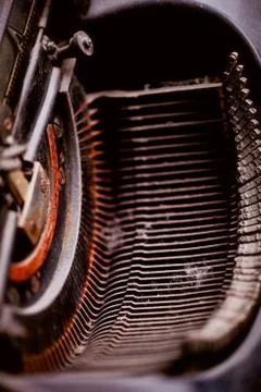 Details of old typewriter in rust and dust.Retro Foto stock