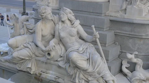 Details of the Pallas-Athena-Brunnen, Vienna 스톡 동영상 59572325