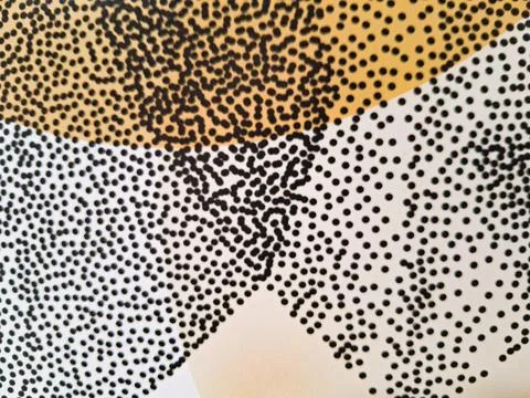 Details of pointillism graphics, with colored background. Stock Photos